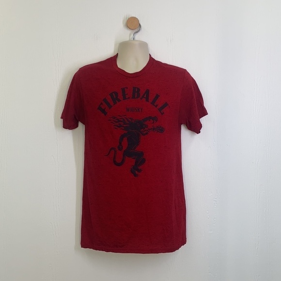 Fireball Whiskey - Vintage Red Fireball Whiskey Graphic Tee Shirt Size Medium - Picture 2 of 10